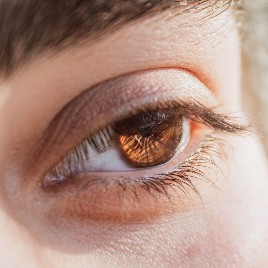 close-up of brown eye